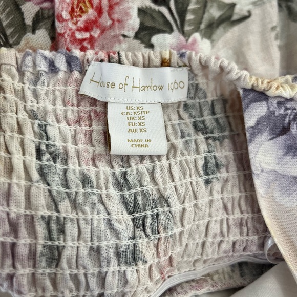 Anthropologie House of Harlow 1960 Floral Linen Tiered Dress with Ties - Picture 13 of 13